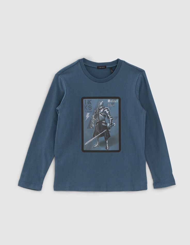 Camiseta azul oscuro algodón ecológico motivo niño-1
