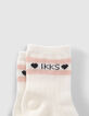 Chaussettes écrues et roses bébé fille-2