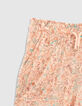 Pfirsichrote Mädchenhose Viskose mit Blumenprint-6