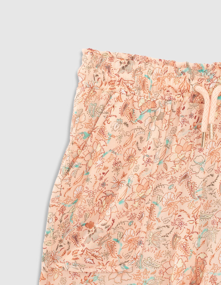 Girls’ peach floral print Lenzing™ Ecovero™ viscose trousers-6