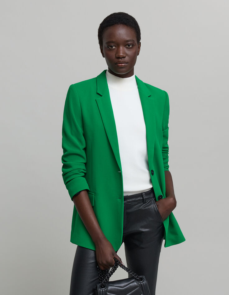 Women's green recycled polyester suit jacket-3