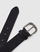 Cinturón negro de piel grabada estilo cartuchera Hombre-3