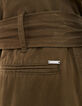 Khaki Bootcut-Damenhose mit hohem Bund-4