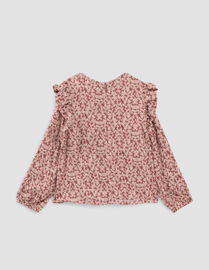 Girls’ rosewood blurry floral print blouse-3