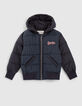 Boys’ navy striped print padded jacket-1