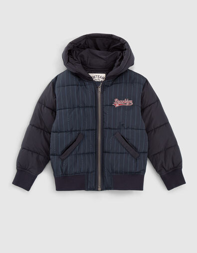 Boys’ navy striped print padded jacket - IKKS