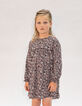 Black baroque floral print dress for girls-1