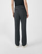Women’s black semi-plain jacquard straight suit trousers-3