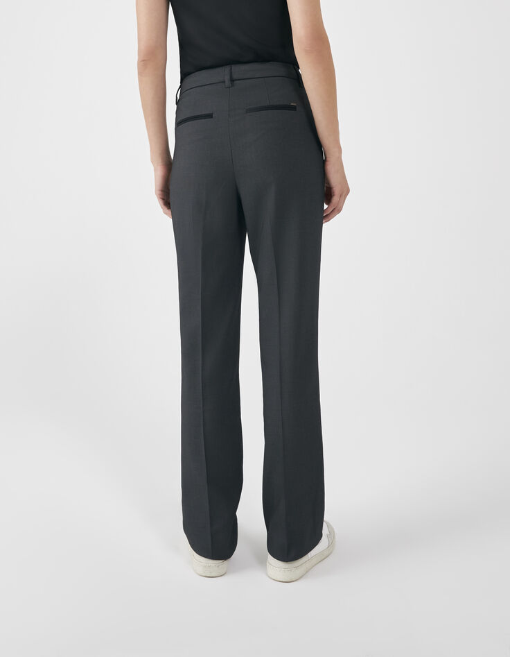 Pantalon de costume droit noir jacquard faux-uni Femme-3