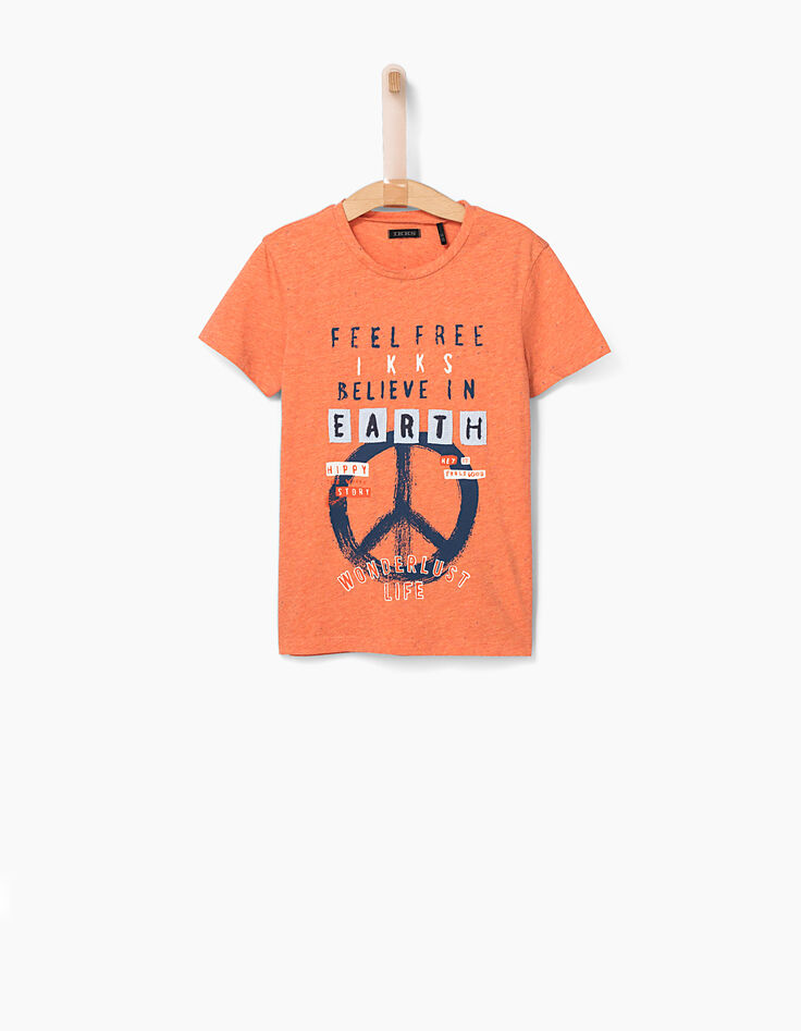 Boys’ Peace & Love terracotta T-shirt-2