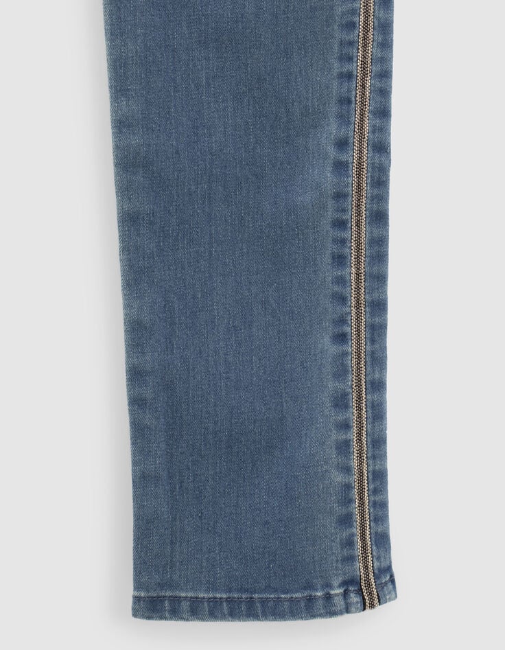 Vintage Blue Slim-Mädchenjeans mit Seitenbändern-5