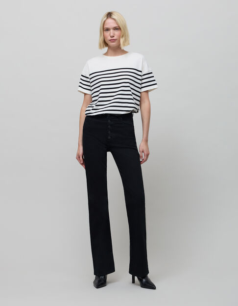 Waterloze zwarte flare jeans met hoge taille voor dames - IKKS