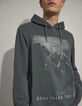 Schwarzes Herrensweatshirt mit Kapuze und Rocker-Stich-4