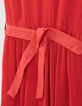Robe rouge plissée avec ceinture fille-7