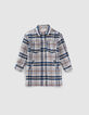 Girls’ grey, blue, black, ecru check coat-3