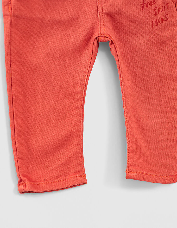 Baby boys’ medium-orange organic cotton knitlook jeans-5