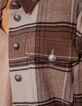 Women’s beige and black check overshirt-style long coat-4