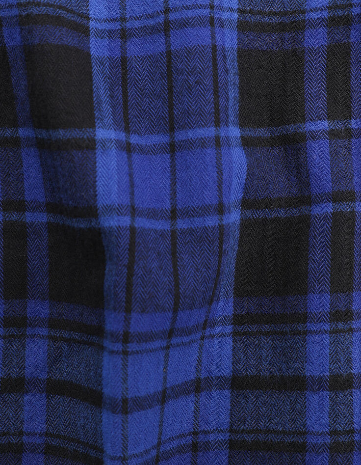 Blue plaid shirt with removable boy's hood-10