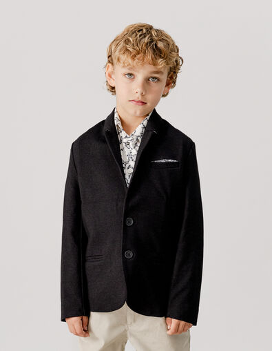 Boys’ black semi-plain occasionwear suit jacket - IKKS