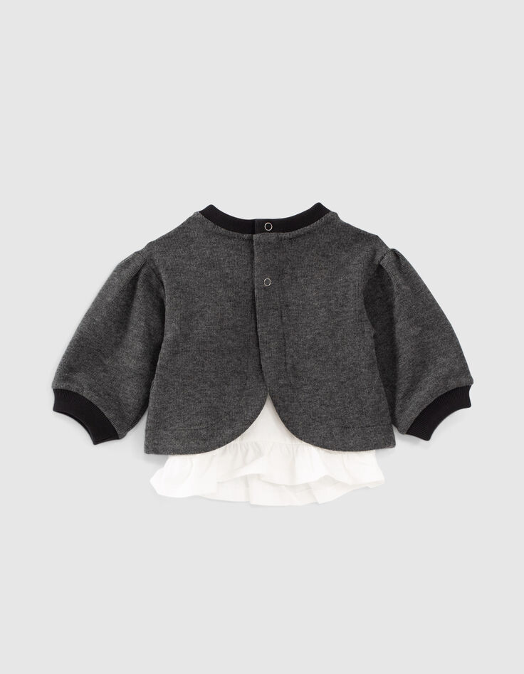 Baby girls’ 2-in-1 black sweatshirt/ecru T-shirt-3