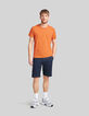 Men’s orange organic cotton Essential round-neck T-shirt-1