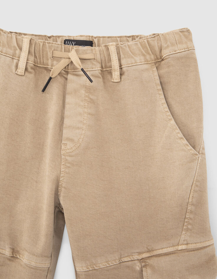 Pantalones battle beige con cintura elástica niño-2