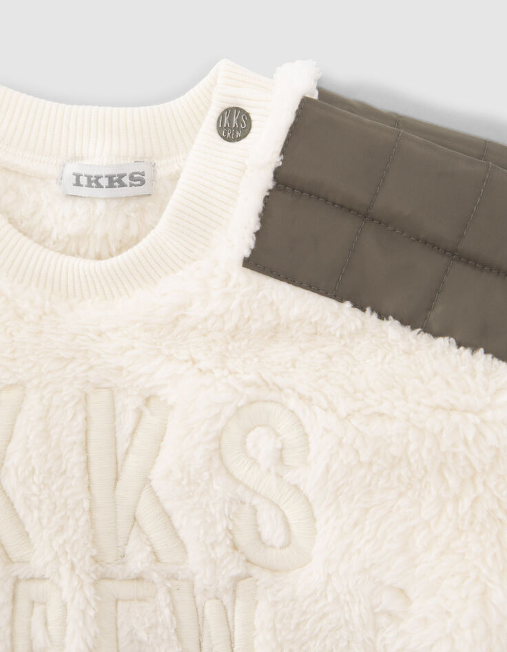 Sherpa-Sweatshirt beige, khaki Nylonschultern, Baby Boys-6