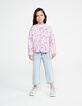 Girls’ off-white jacket with violet flower print-4