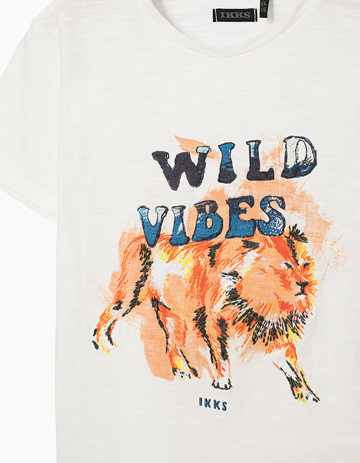 Boys' off-white embroidered lion T-shirt-2