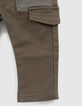 Baby boys’ khaki combat trousers with contrasting pockets-6