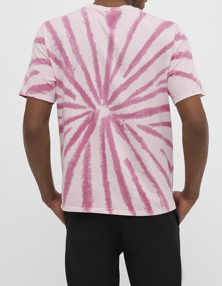 Men's pink tie-dye print T-shirt-3