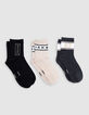 Boys' black, grey and beige socks-2