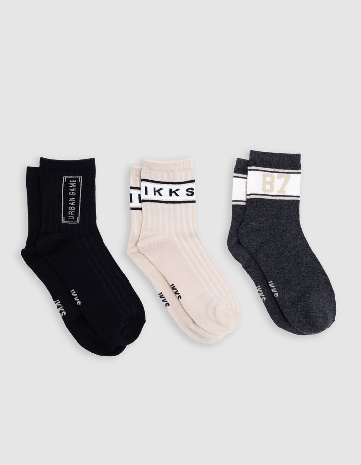 Boys' black, grey and beige socks-2