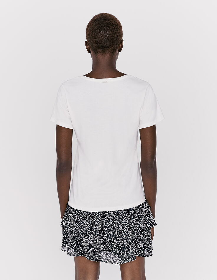 Gebroken wit T-shirt met Jisbar-tagprint dames-3