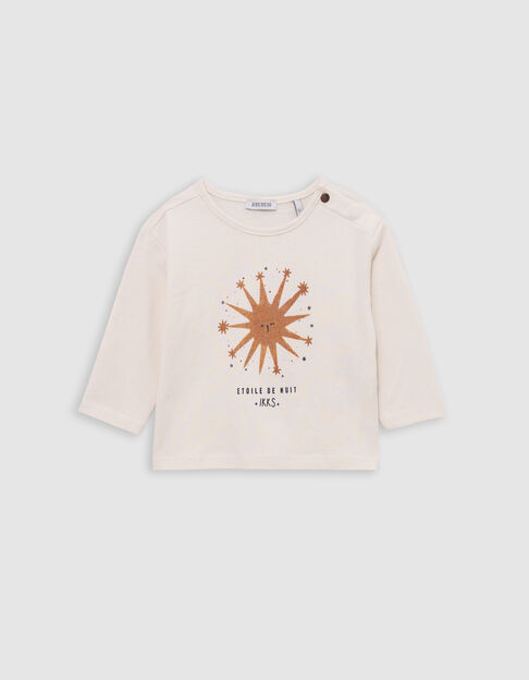 Ecru organic cotton night star t-shirt baby girl - IKKS