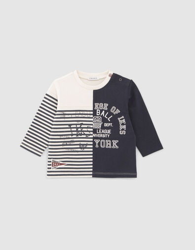 T-shirt marinière bi motifs bébé garçon - IKKS