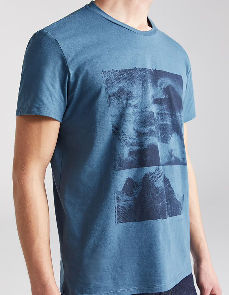 Gletsjerblauw T-shirt opdruk landschap Heren-4