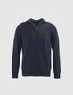 Men’s navy knit IKKS x DUVILLARD zip-neck sweater-6