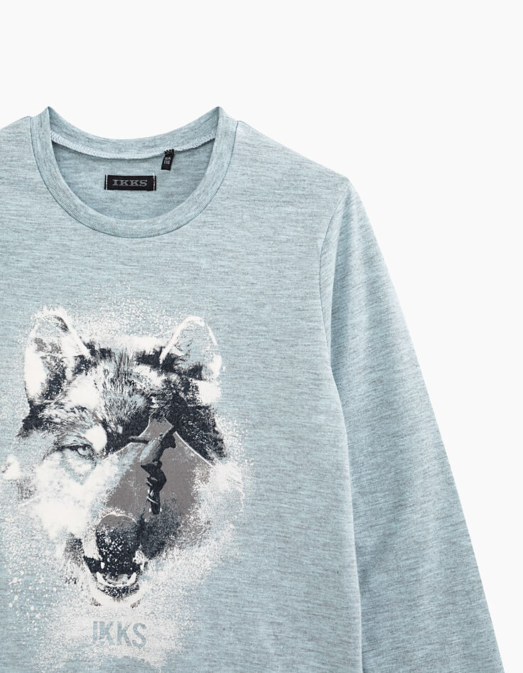 Gletsjerblauw T-shirt opdruk wolf jongens-3