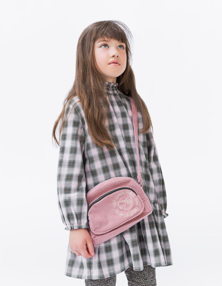 Girls’ pink corduroy handbag-1