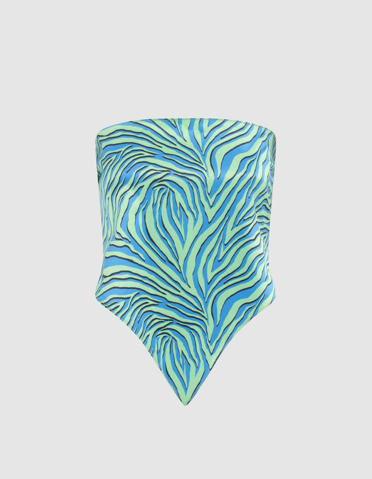 Women’s turquoise zebra print scarf-bustier-1