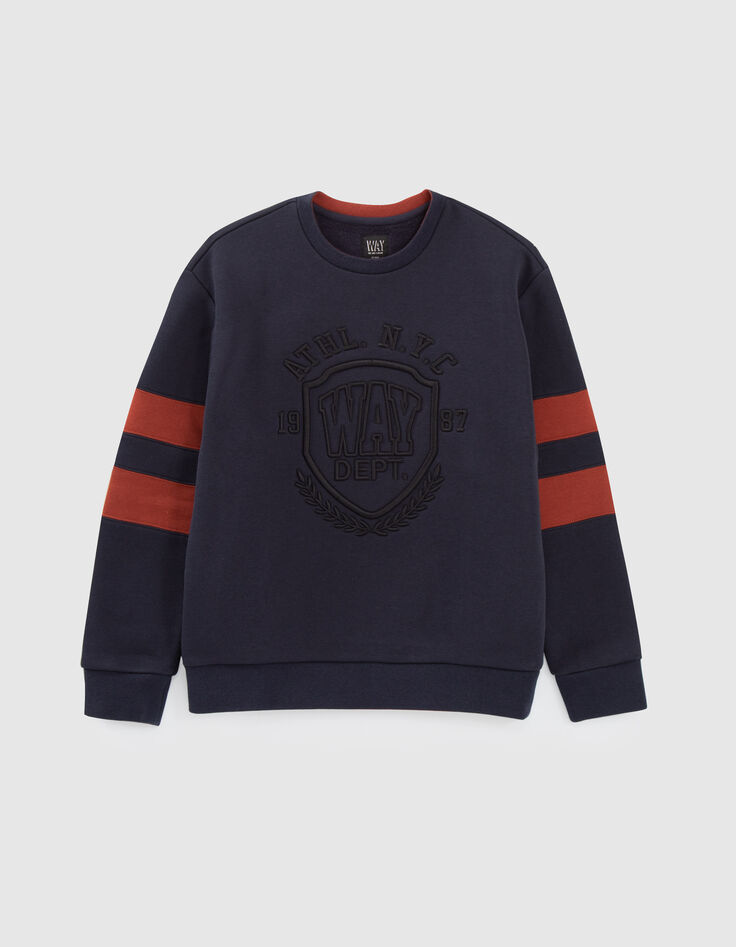 Marine sweater reliëf maxi-borduursel jongens-1