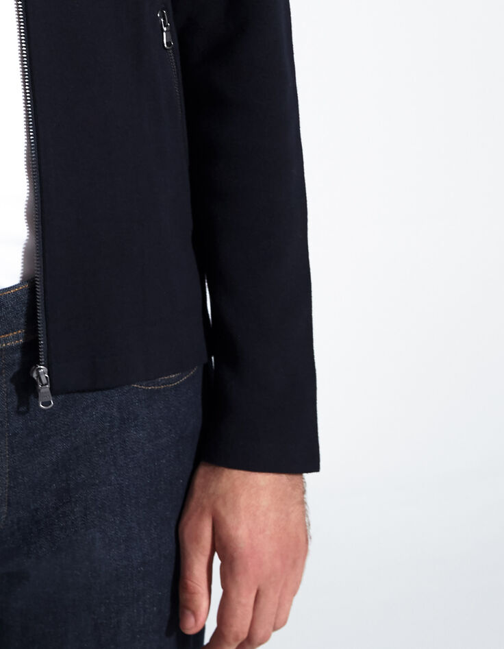 Cardigan marine tricot zippé à poches zippées Homme-4