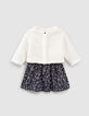 Baby girls’ navy 2-in-1 dress with plush cardigan-2