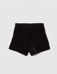 Girls’ black texture, lurex, jacquard velvet knit shorts-4