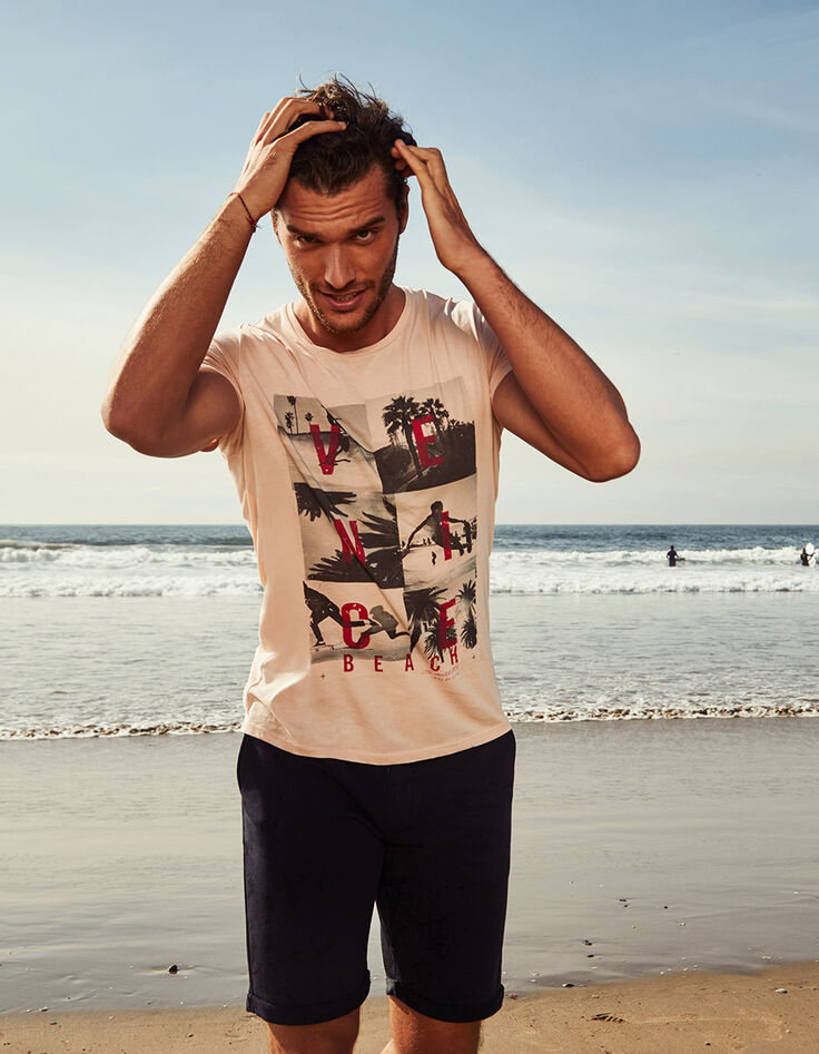 Hellrosa Herren-T-Shirt mit Fotos von Venice Beach-2