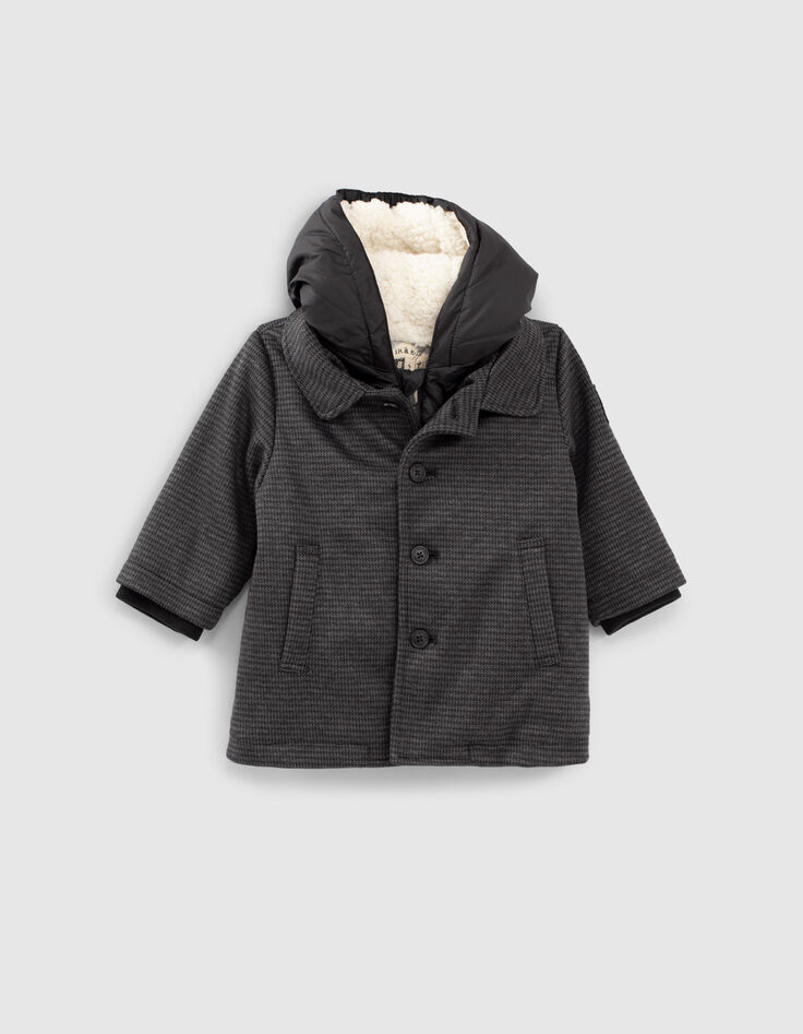 Baby boys’ grey check coat with facing-1