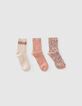 Calcetines rosa, crudo y marrón niña-1