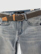 Jean slim bleu avec ceinture tressée garçon-5