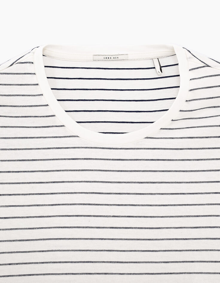 Men’s white T-shirt with navy pinstripes-2